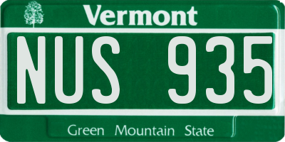 VT license plate NUS935