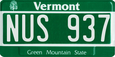 VT license plate NUS937
