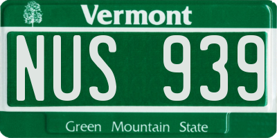 VT license plate NUS939