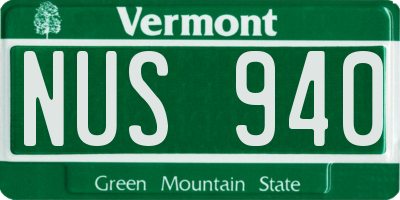 VT license plate NUS940