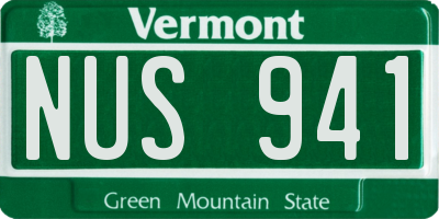 VT license plate NUS941