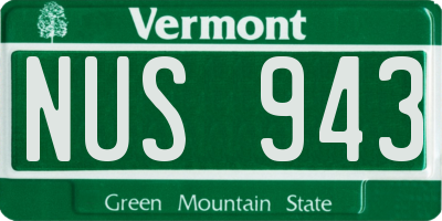 VT license plate NUS943