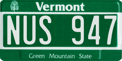 VT license plate NUS947