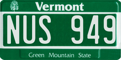 VT license plate NUS949