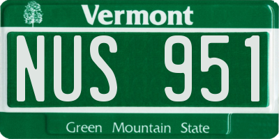 VT license plate NUS951