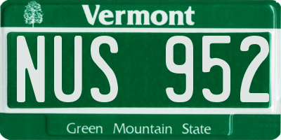 VT license plate NUS952