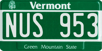VT license plate NUS953