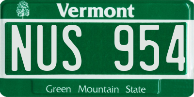 VT license plate NUS954