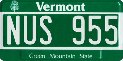 VT license plate NUS955