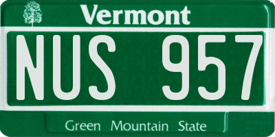 VT license plate NUS957