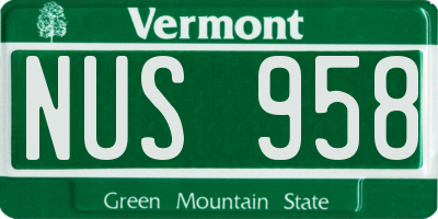VT license plate NUS958