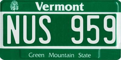 VT license plate NUS959