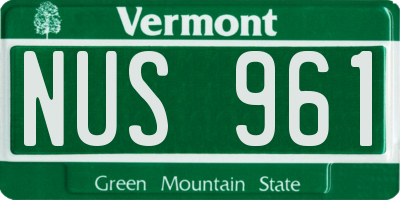 VT license plate NUS961