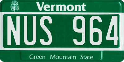 VT license plate NUS964