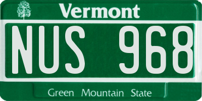 VT license plate NUS968