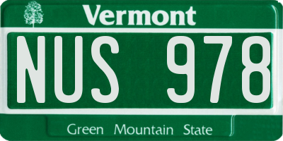 VT license plate NUS978