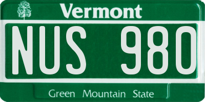 VT license plate NUS980