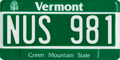 VT license plate NUS981