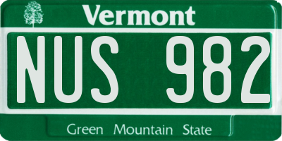 VT license plate NUS982
