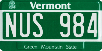 VT license plate NUS984