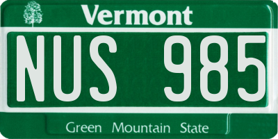 VT license plate NUS985
