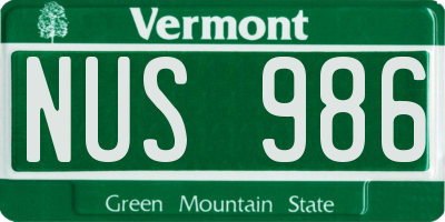VT license plate NUS986