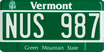 VT license plate NUS987