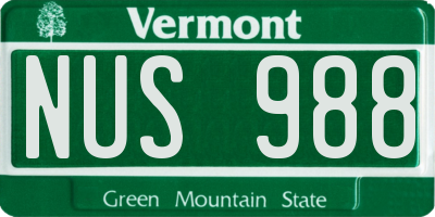 VT license plate NUS988