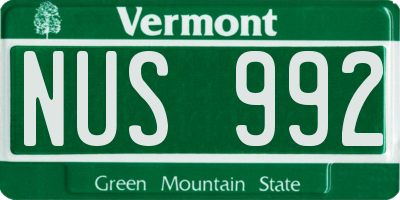 VT license plate NUS992