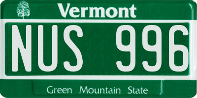 VT license plate NUS996
