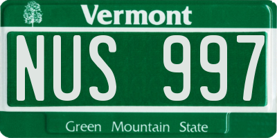 VT license plate NUS997
