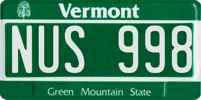 VT license plate NUS998