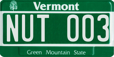VT license plate NUT003