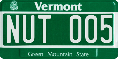 VT license plate NUT005