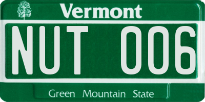 VT license plate NUT006