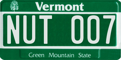 VT license plate NUT007