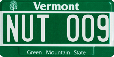VT license plate NUT009
