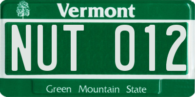 VT license plate NUT012