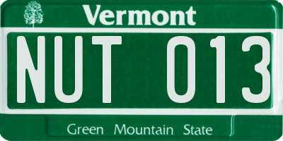 VT license plate NUT013