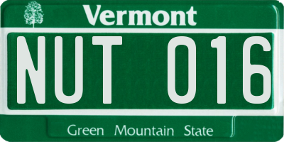 VT license plate NUT016