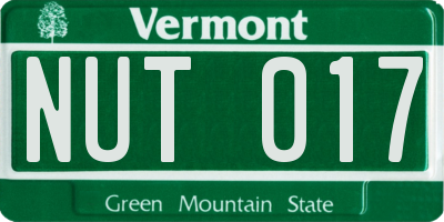 VT license plate NUT017