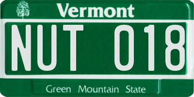 VT license plate NUT018