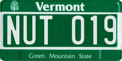 VT license plate NUT019