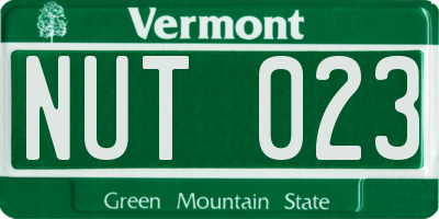 VT license plate NUT023