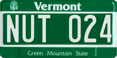 VT license plate NUT024