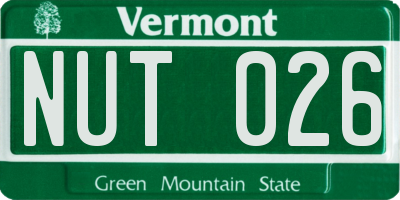 VT license plate NUT026