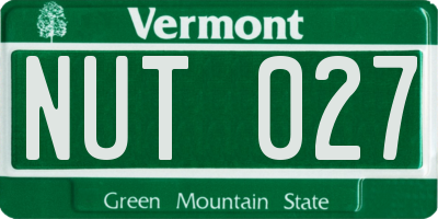 VT license plate NUT027
