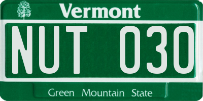 VT license plate NUT030
