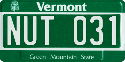 VT license plate NUT031