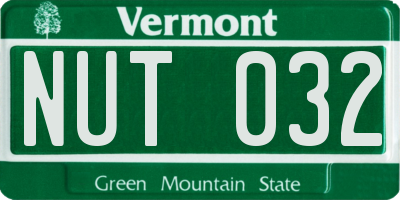VT license plate NUT032